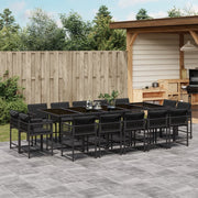 Tuinset 15-delig poly rattan zwart met kussens