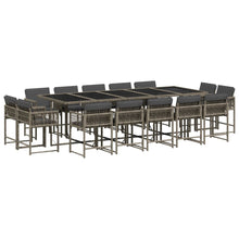15-delige Tuinset met kussens poly rattan grijs