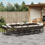 Tuinset 15-delig poly rattan bruin met kussens