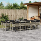 Tuinset poly rattan lichtgrijs 15-delig met kussens