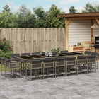 17-piece Garden Set with Cushions Poly Rattan Grey