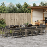 Tuinset 17-delig poly rattan grijs met kussens