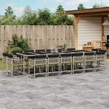 17-delige Tuinset met kussens poly rattan lichtgrijs