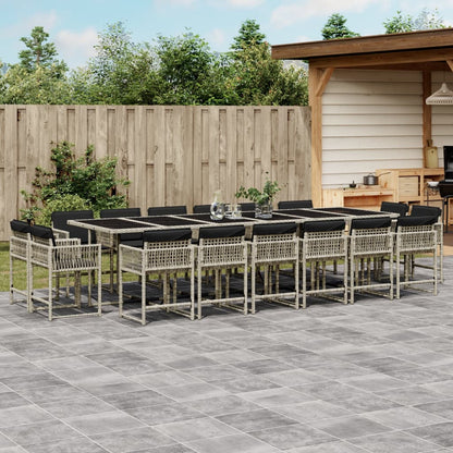 17-delige Tuinset met kussens poly rattan lichtgrijs