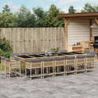 17-piece Garden Dining Set with Cushions Poly Rattan Mixed Beige