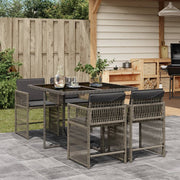 5-piece Garden Set with Cushions Poly Rattan Grey