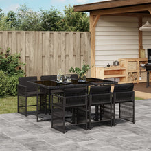 7-delige Tuinset met kussens poly rattan zwart