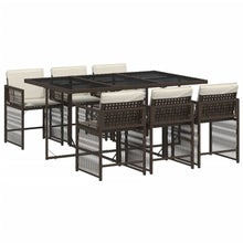7-delige Tuinset met kussens poly rattan bruin