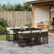 7-piece Poly Rattan Garden Set with Cushions Brown