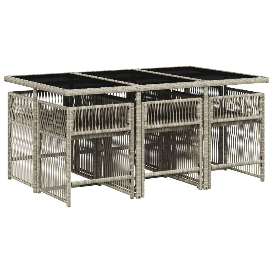 7-delige Tuinset met kussens poly rattan grijs