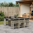 7-Piece Garden Set with Cushions Poly Rattan Grey