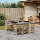 7-delige Tuinset met kussens poly rattan gemengd beige