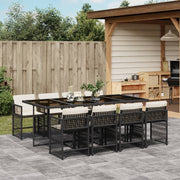 Tuinset 9-delig poly rattan zwart