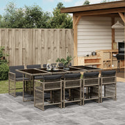 Tuinset 9-delig poly rattan grijs