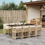 Tuinset 9-delig poly rattan beige met kussens