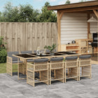 9-delige Tuinset met kussens poly rattan gemengd beige