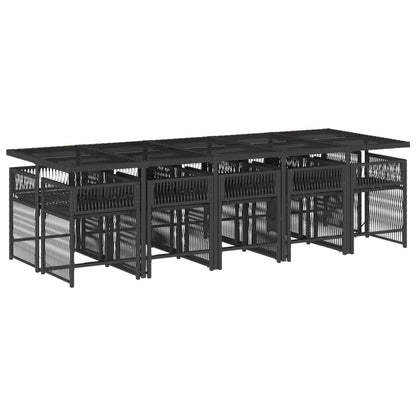11-delige Tuinset met kussens poly rattan zwart