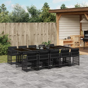 11-piece Garden Set with Cushions, Poly Rattan Black