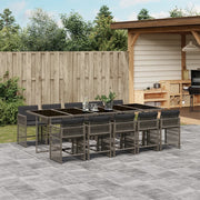 11-piece Outdoor Dining Set with Cushions, Poly Rattan Grey