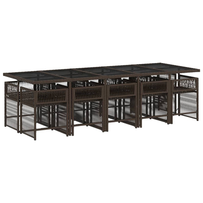 11-delige Tuinset met kussens poly rattan bruin