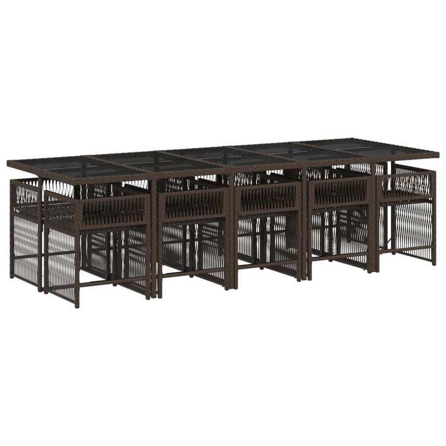 11-delige Tuinset met kussens poly rattan bruin