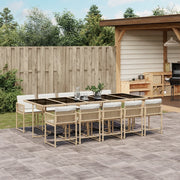 11-piece Garden Furniture Set with Cushions, Poly Rattan, Beige
