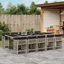 11-delige Tuinset met kussens poly rattan lichtgrijs