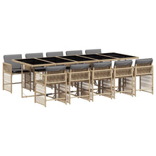 11-delige Tuinset met kussens poly rattan gemengd beige