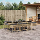 11-delige Tuinset met kussens poly rattan gemengd beige