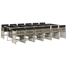 13-delige Tuinset met kussens poly rattan lichtgrijs