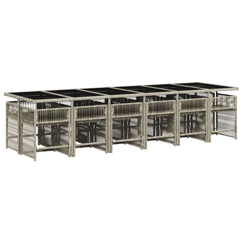 13-delige Tuinset met kussens poly rattan lichtgrijs