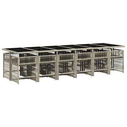 13-delige Tuinset met kussens poly rattan lichtgrijs