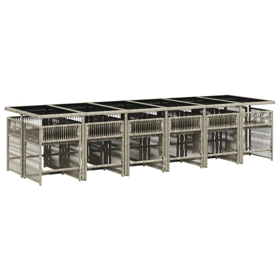 13-delige Tuinset met kussens poly rattan lichtgrijs