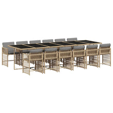 13-delige Tuinset met kussens poly rattan gemengd beige
