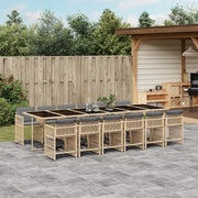 Tuinset 13-delig poly rattan gemengd beige
