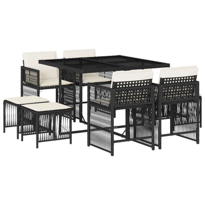 9-delige Tuinset poly rattan zwart