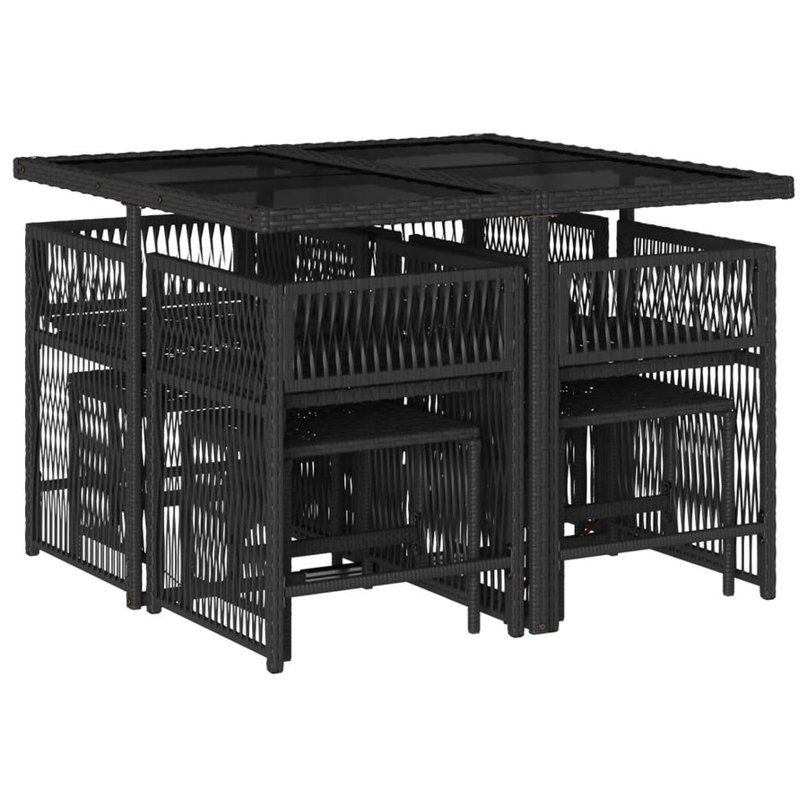 9-delige Tuinset poly rattan zwart