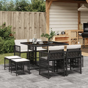 Tuinset poly rattan 9-delig zwart