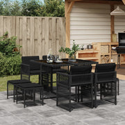 Tuinset 9-delig poly rattan zwart