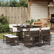 Tuinset 9-delig poly rattan bruin