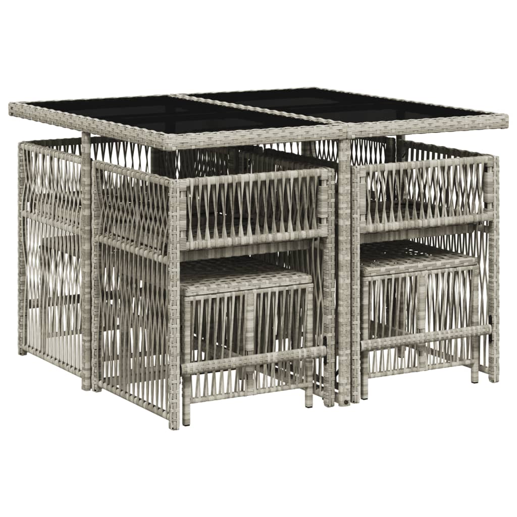 9-delige Tuinset met kussens poly rattan lichtgrijs