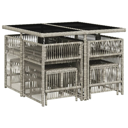 9-delige Tuinset met kussens poly rattan lichtgrijs
