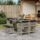 9-Piece Garden Dining Set with Cushions Poly Rattan Light Grey