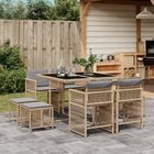 9-delige Tuinset met kussens poly rattan gemengd beige