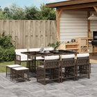 11-piece Outdoor Dining Set with Cushions Poly Rattan Brown