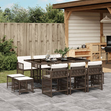 11-delige Tuinset met kussens poly rattan bruin