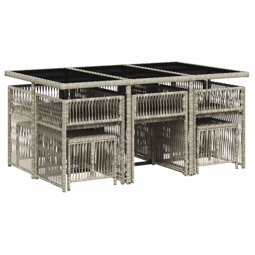 11-delige Tuinset met kussens poly rattan lichtgrijs