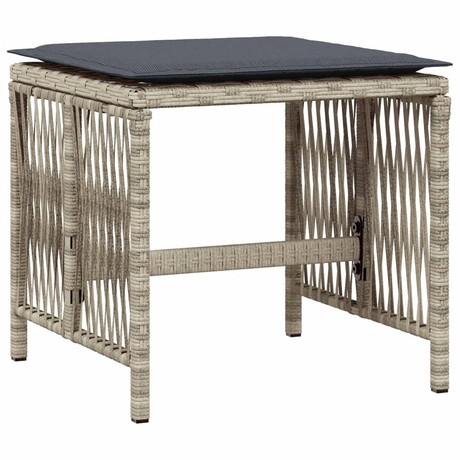 11-delige Tuinset met kussens poly rattan lichtgrijs