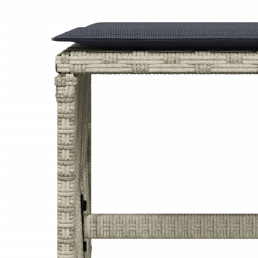 11-delige Tuinset met kussens poly rattan lichtgrijs