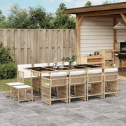 Tuinset poly rattan 13-delig beige met kussens